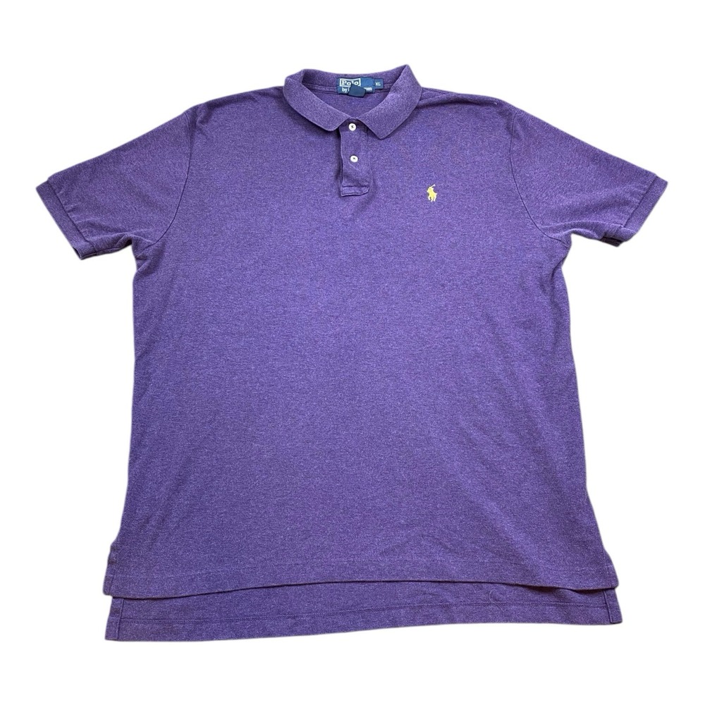 VTG Polo Ralph Lauren Shirt Men's MED Purple & Yellow Horse Short Sleeve Cotton